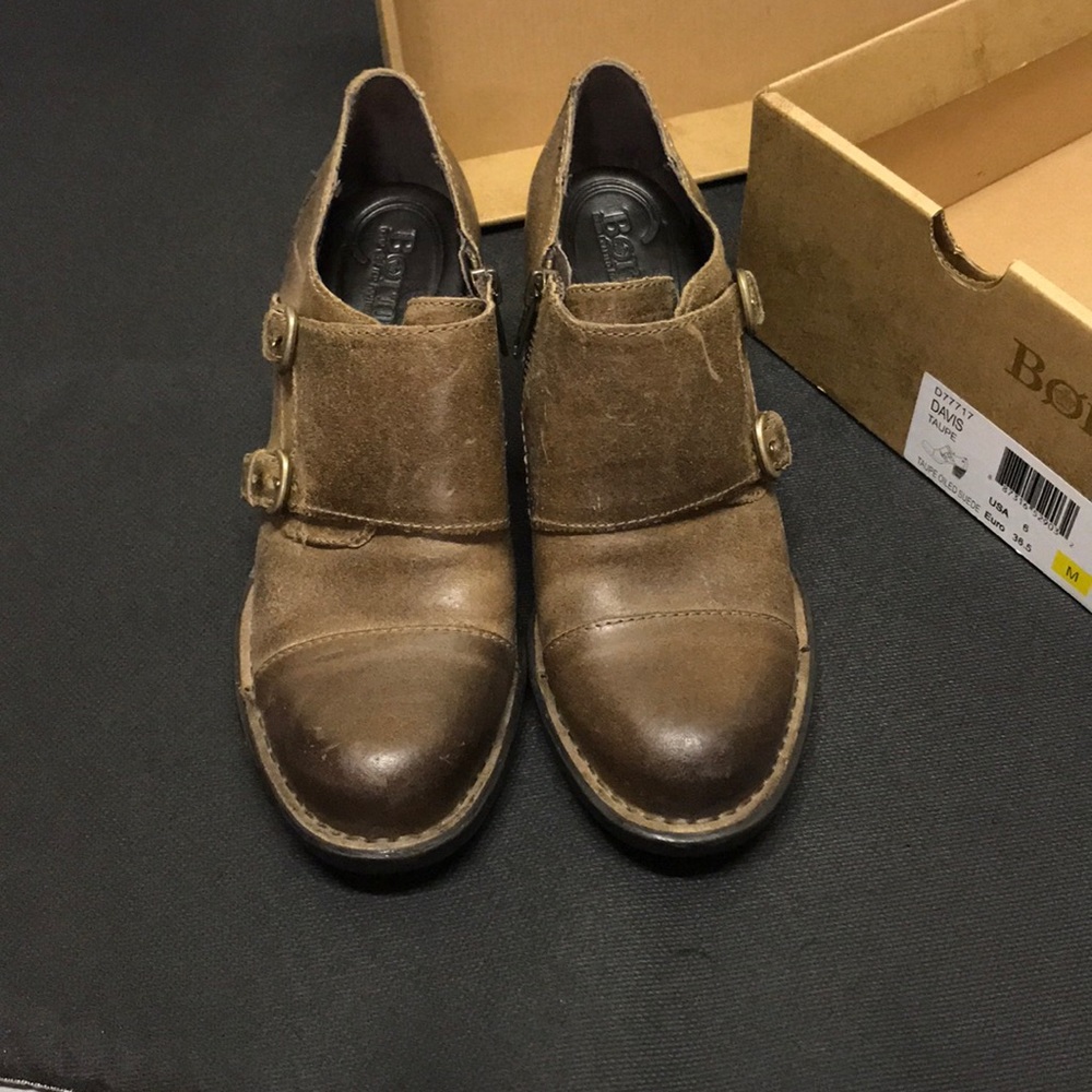 Born Davis Distressed Monk Strap Taupe Bootie